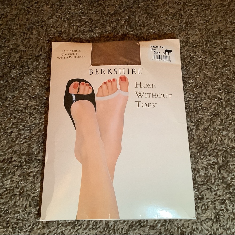 Berkshire ultra sheer control top toeless pantyhose, color natural tan, size: 1